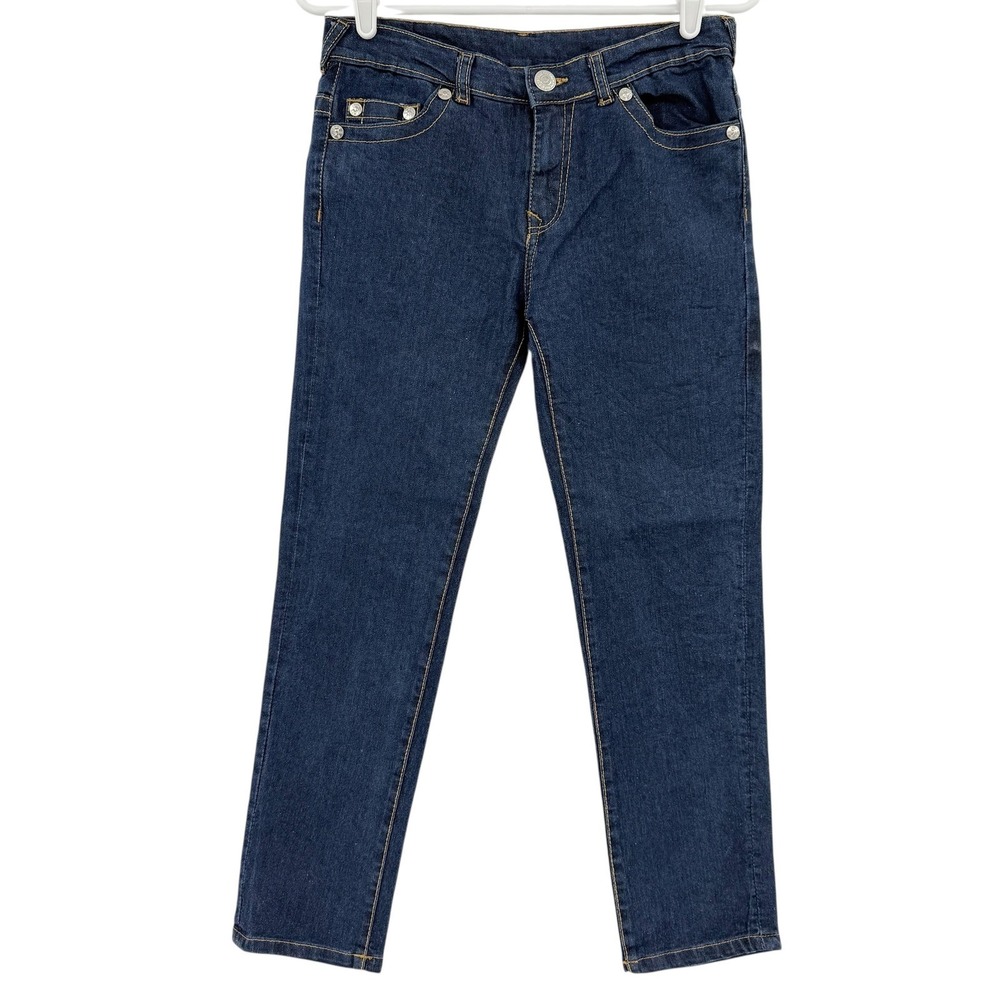 True Religion Girls Skinny Denim Jeans Size 10 Navy Horseshoe Back Pockets NWOT